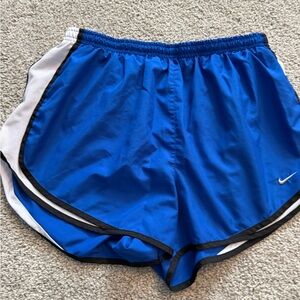 Nike Women's Royal Blue and White Athletic Shorts